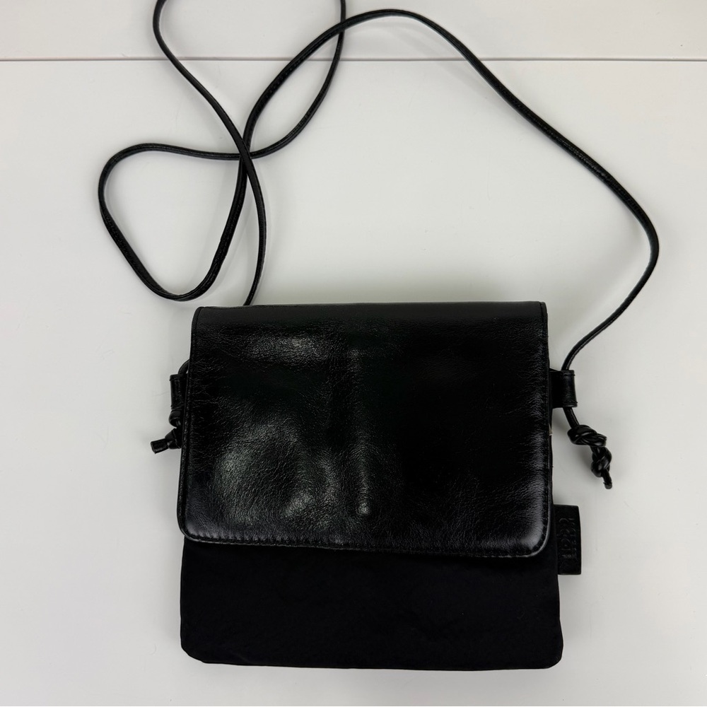 Hobo International Black Leather Nylon Crossbody Handbag Organizer Bag